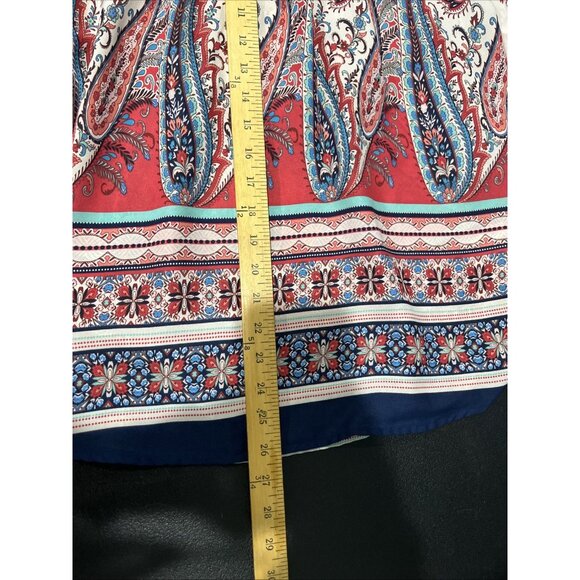 Fig and Flower Womens Top XL Multicolor Flutter Sleeve Paisley Patchwork Boho - Picture 5 of 7